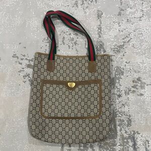 Authentic Gucci Plus Shoulder Bag with Green and Red Straps